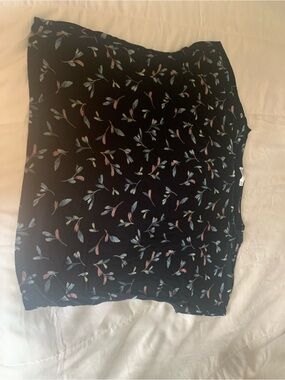 Black Floral Print Womens tshirt
